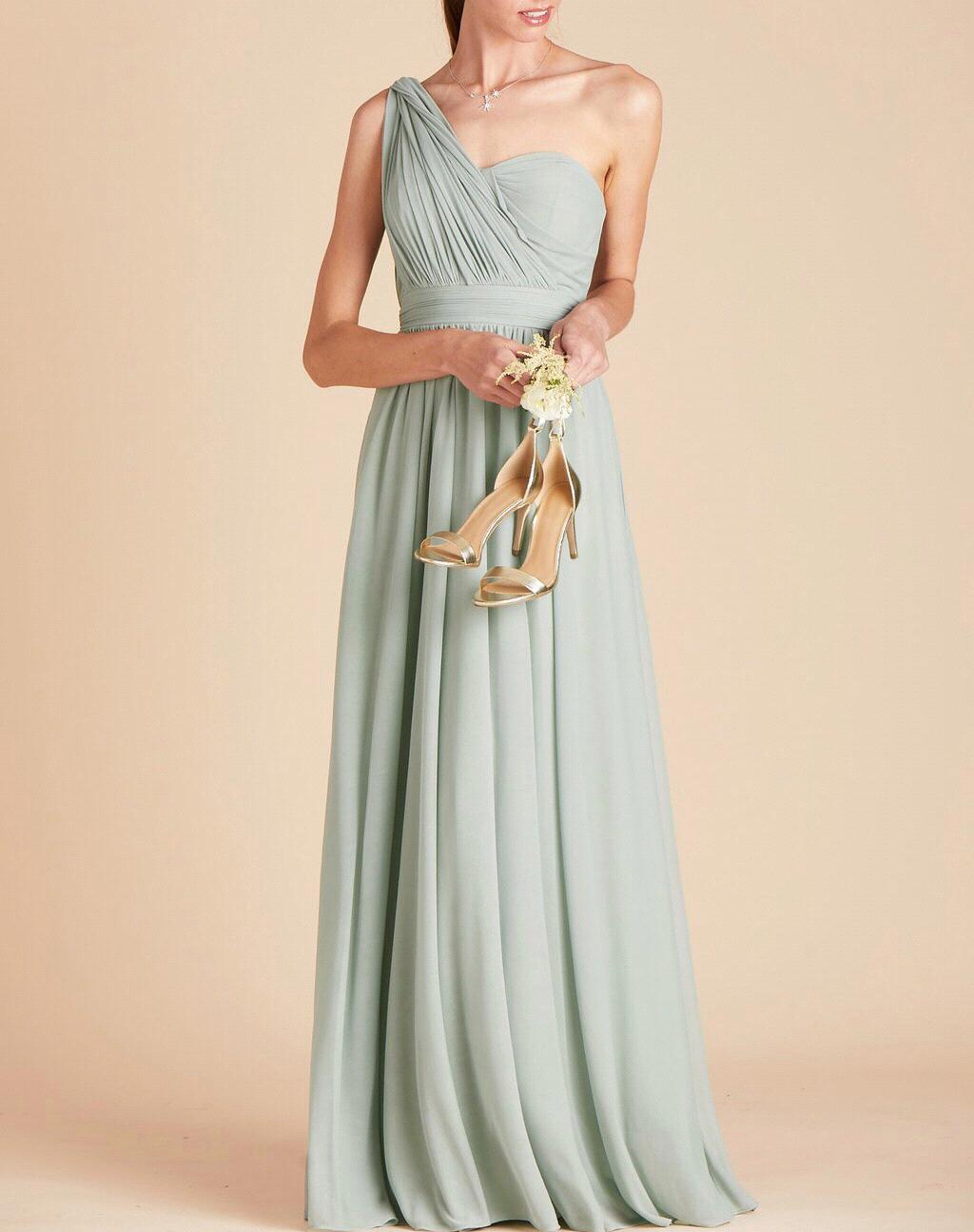 For the bridesmaids attending, please refer to www.birdygrey.com and choose which ever style of dress you prefer in this color.  Shoes and accessories are your choice as well as hair and make up.
