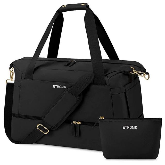 Weekender Bag for Women, Travel Bag with Shoe Compartment & USB Charging Port, Gym Bag with Wet Compartment, Overnight Duffel Bag Hospital Bag for Women Travel Sports Shopping School (Black)