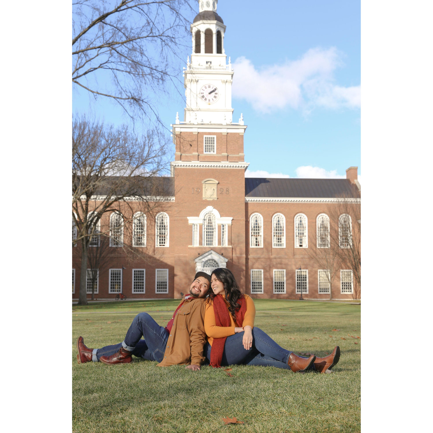 Returning to the campus that brought us together for an engagement photo-shoot. Baker tower is a Dartmouth classic.