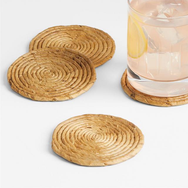 Natural Round Woven Coasters, Set of 4