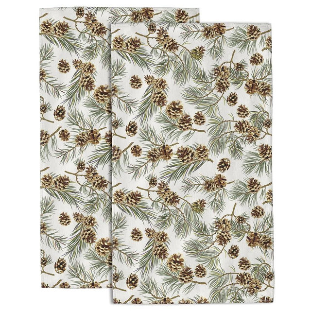 Wotinsi Pine Cones Hand Towel for Bathroom Set of 2 Hand Bath Towels Soft Absorbent Decorative Towels for Bathroom Kitchen Yoga Home Decor 14 x 28 in