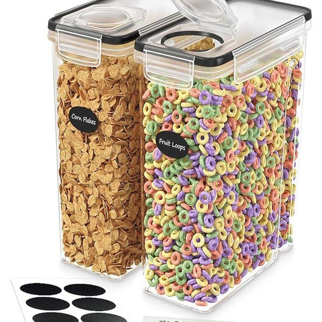 Cereal Containers Storage – 2 Pack Cereal Dispenser Countertop, Airtight Food Storage Containers for Pantry Organization and Storage, Bpa-free Cereal Storage Container with Marker & Labels (135.2oz)