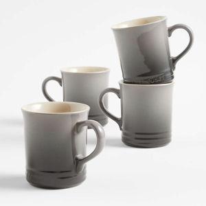 Le Creuset 14-oz. Stoneware Mugs, Set of 4 (Color: Oyster) | Crate & Barrel