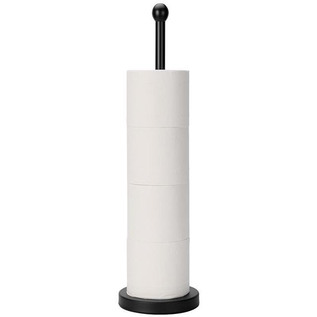 Songtec Toilet Paper Holder Stand, Black Floor Standing Tisse Roll Holder with Reserve for 4 Rolls, Compact Design Bathroom Toilet Paper Storage - Black