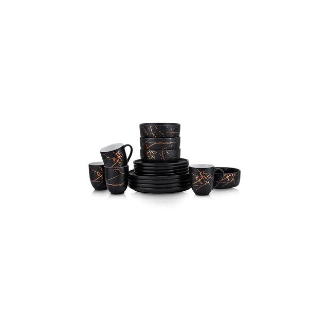 Stone Lain Zora 32-Piece Porcelain Dinnerware Set, Service for 8, Black