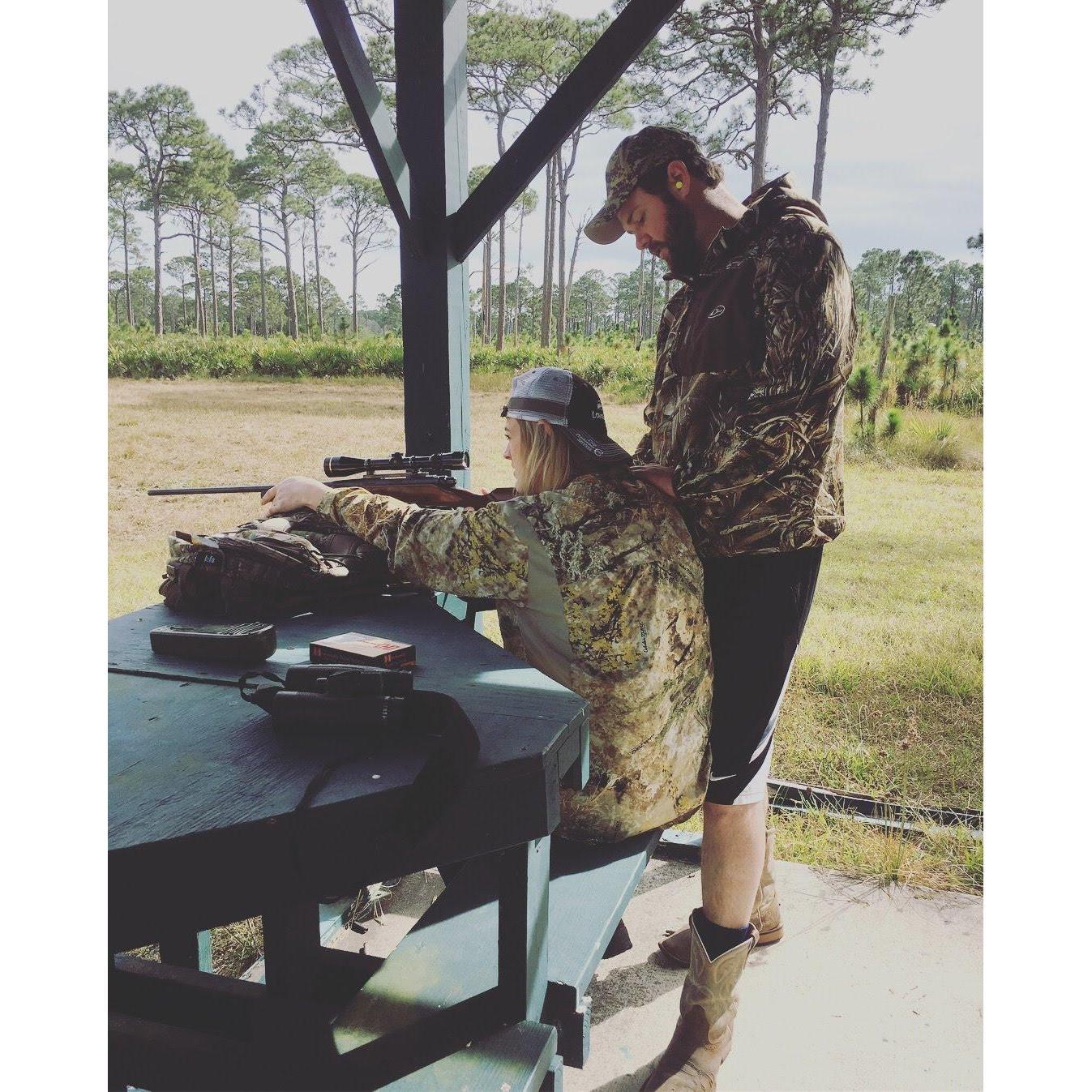 Brady sharing his love for hunting with me while visiting friends in Florida.