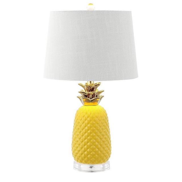 JONATHAN Y JYL4019D Pineapple 23″ Classic Vintage Ceramic LED Table Lamp Modern Contemporary Bedside Desk Nightstand Lamp for Bedroom Living Room Office LED Bulb Included, Yellow/Gold