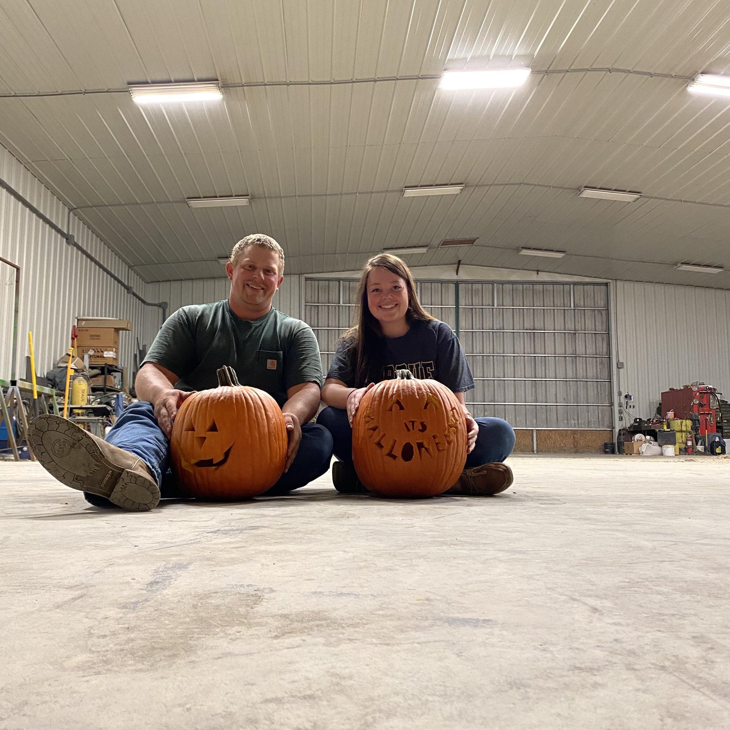 Nate has learned that he has to take small breaks from farming to do basic things like carve pumpkins.
