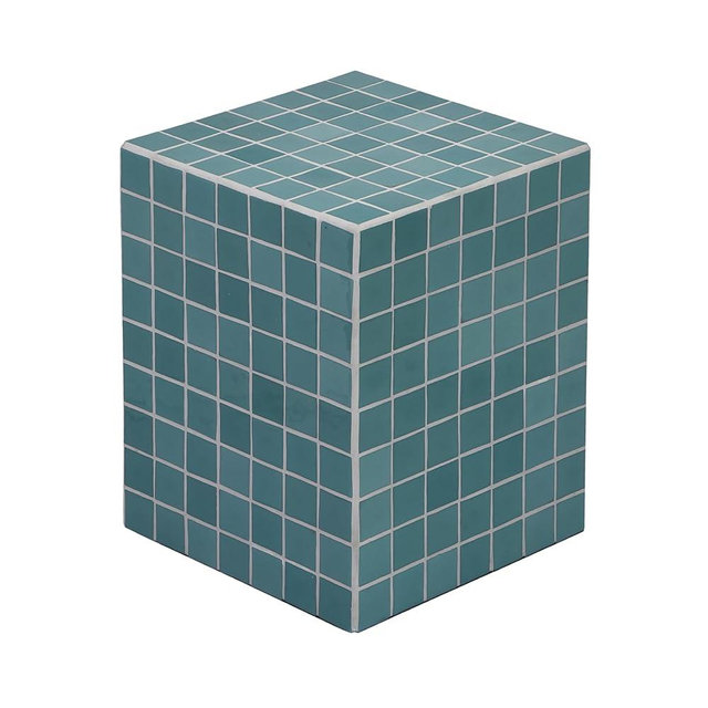 JONATHAN Y END2000A Callista 18" Modern Bohemian Ceramic Tiled Rectangle End Table, Side Table, Accent Table for Living Room, Bedroom, Teal Blue/White