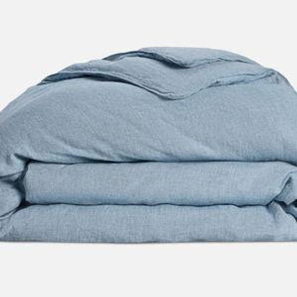 Washed European Linen Duvet Cover | Storm Chambray | Full/Queen