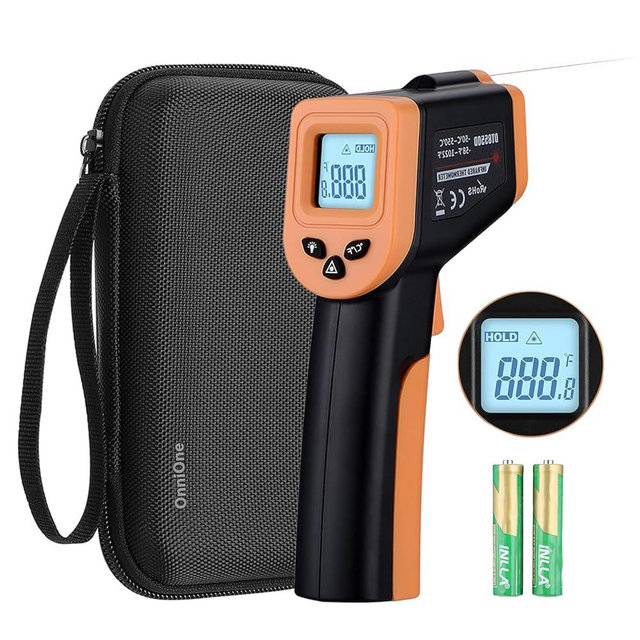 OnniOne Infrared Thermometer Temperature Gun -58℉~1022℉, Digital Laser Thermometer Gun for Cooking Blackstone Pizza Oven Griddle, IR Thermometer with Carrying Storage Case, Backlit (NOT for Human)