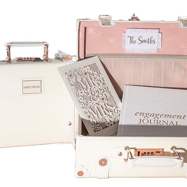 Personalized Wedding Keepsake from Daisy Fields. Elegant gift, wedding keepsake box, wedding trunk, wedding memento box