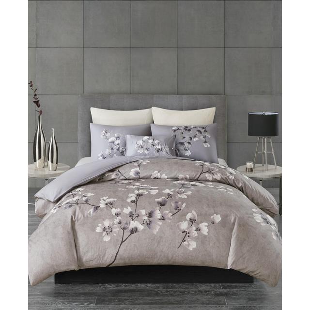 N Natori Sakura Blossom Full/Queen 3 Piece Cotton Sateen Printed Duvet Cover Set