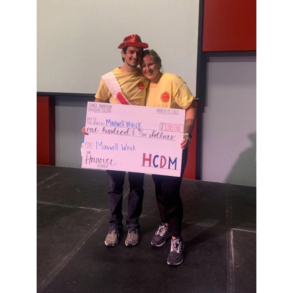 Amanda somehow convinced Maxwell to compete in the "Mr. Hanover" fundraiser competition for her Dance Marathon organization where he raised over $700 and won the title of "Mr. Hanover"!