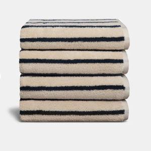 Super-Plush 4-Piece Bath Towel Bundle in Striped Midnight Navy