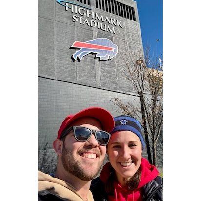 We won tickets to a home Bills game through work - Ansley's first time at a game!