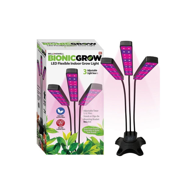 Bell + Howell Bionic Grow Light for Indoor Plants 3 Heads Grow Lamp with Full Spectrum Light
