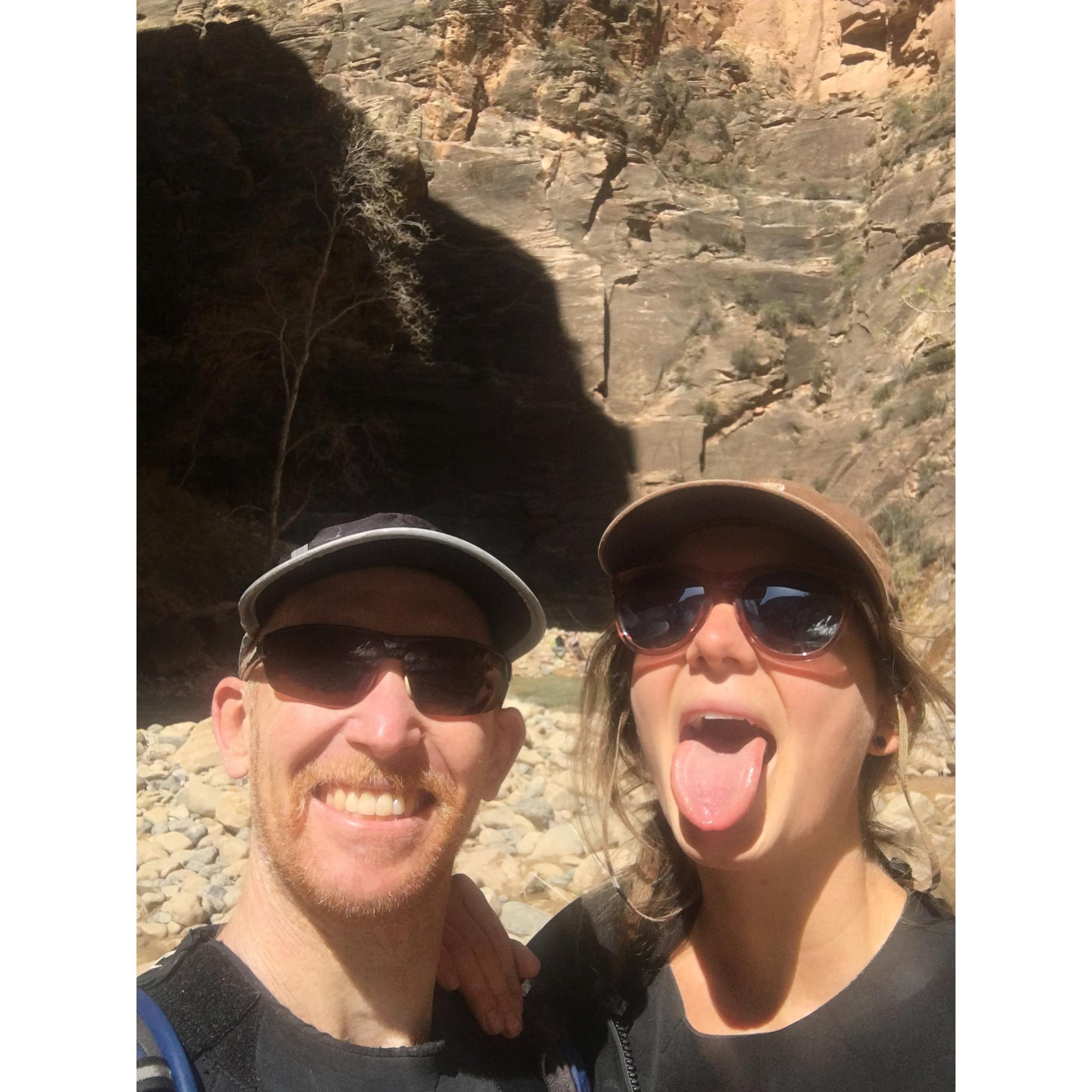 Ellen showing off her mono-infested tonsils in Zion NP.
