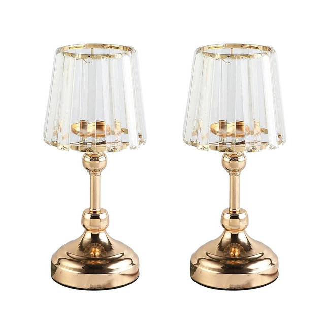 2PCS Crystal Candle Holders 11 Inch - Glistening Candle Holders Decor with Sturdy Base, Elegant Stands for Wedding Decor, Party Centerpieces, Dining Table, Mantelpiece (11 inch)
