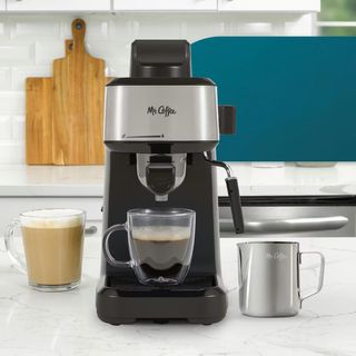 4-Shot Steam Espresso Maker with Frothing Pitcher