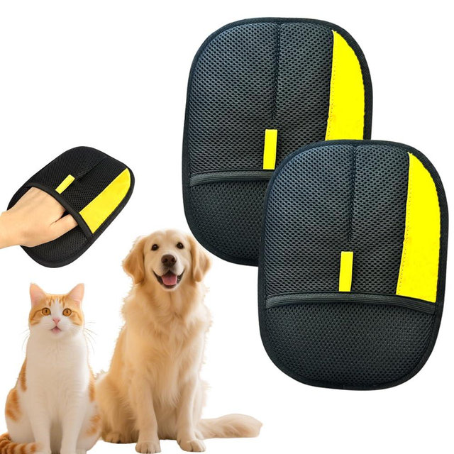 CAIBAO Electrostatic Pet Hair Removal Gloves: Quick Wiping - Reusable & Washable for Sofa Clothing Pet Beds Effortless Cats & Dogs Hair Remover for Busy Pet Owners (2pcs-Black)