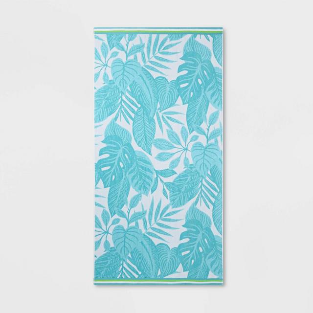 XL Palm Leaves Beach Towel Blue - Sun Squad™
