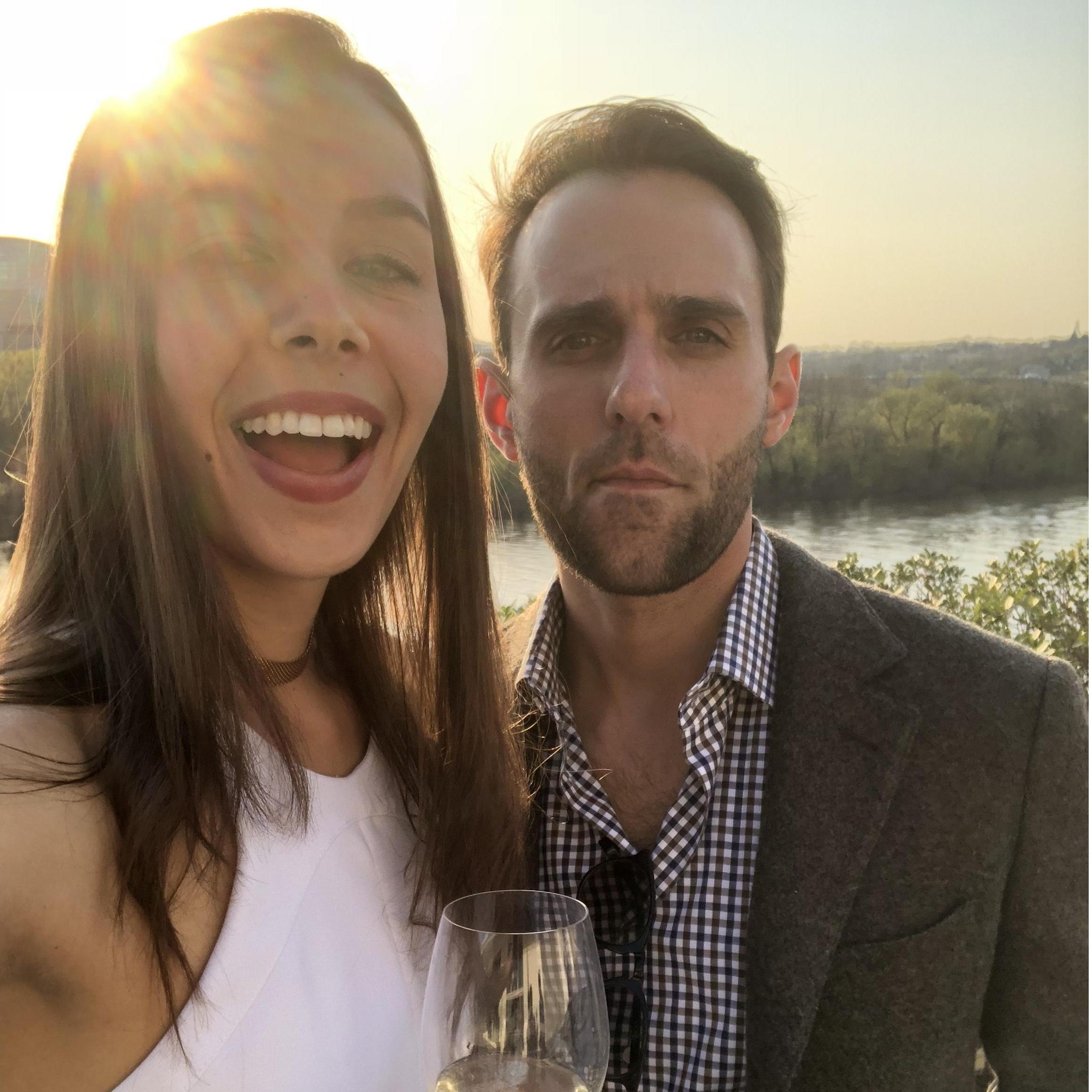 This is a typical 'Sirena & Dan' selfie - Sirena with her mouth open and Dan making some sort of goofy face.