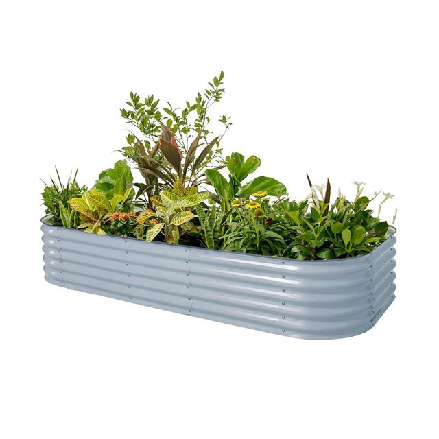 Vego garden Raised Garden Bed Kit, 17" Tall 10 in 1 Modular, Metal Planter Box for Vegetables, Flowers, Herbs, Sky Blue