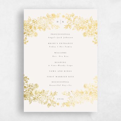 Light Oatmeal, Beige Wedding Program - Sawyer Foil