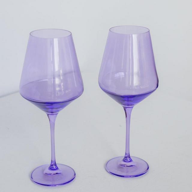 Estelle Colored Glass Stemware ~ Wine Glass- Lavender
