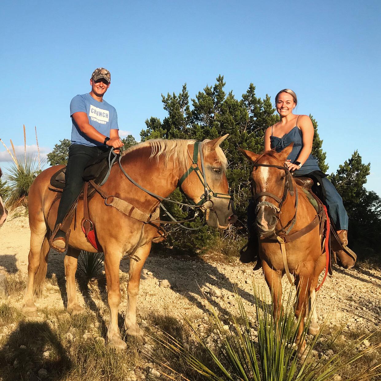 Horseback riding in Kerrville, TX while visiting Brendan’s Grandparents in August 2019.