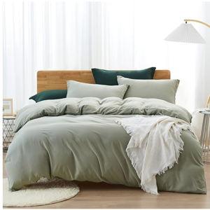 Dreaming Wapiti Duvet Cover King,Washed Microfiber King Size Green Duvet Cover Set,Solid Color - Soft and Breathable with Zipper Closure & Corner Ties (Green, King)