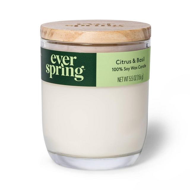 Citrus & Basil 100% Soy Wax Candle - 5.5oz - Everspring™