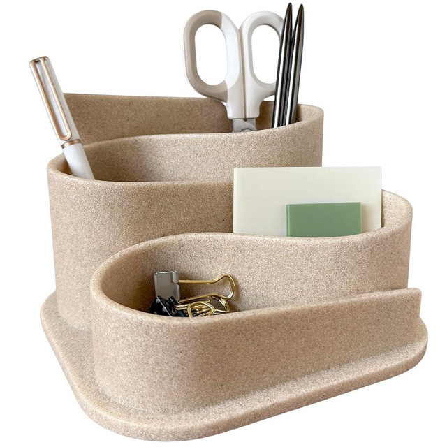 OAKOA Aesthetic Desk Accessories - Cute Desk Organizer Pen Holder for Desk Aesthetic Office Supplies - Modern Pencil Holder - Boho Office Decor