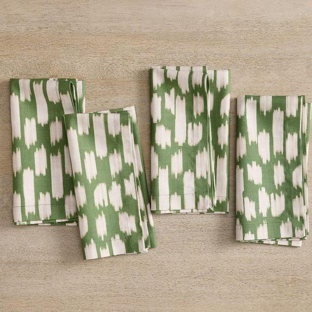 Lucas Ikat Organic Cotton Napkins, Set of 4 - Green