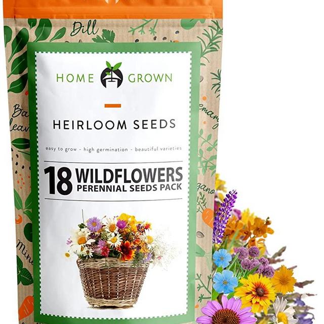 120,000+ Wildflower Seeds - Bulk Perennial Wild Flower Seeds Mix - 4oz Flower Garden Seeds for Attracting Birds & Butterflies - 18 Variety Plant Seeds for Planting Outdoor Garden