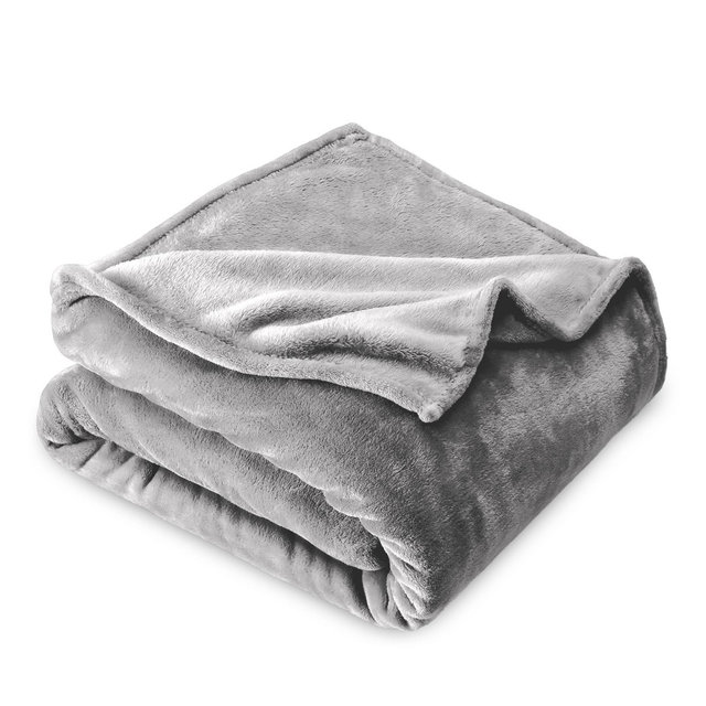 Light Grey Microplush Full/Queen Fleece Blanket by Bare Home