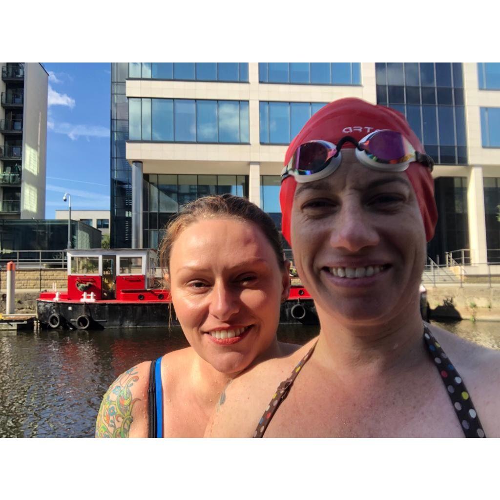 Swimming in a canal in Leeds.