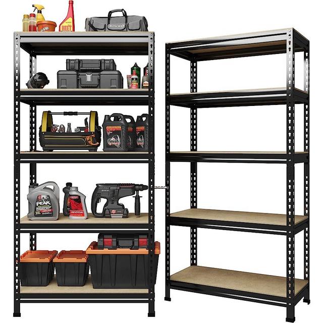 PrimeZone 32"W x 16"D x 63" H Storage Shelves - 2 Pack 5 Tier Adjustable Garage Storage Shelving, Heavy Duty Metal Storage Organizer Utility Rack Shelf Unit for Warehouse Pantry Closet Kitchen, Black