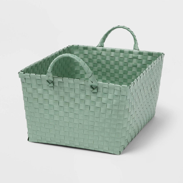 Woven Plastic Basket Large Green - Brightroom™