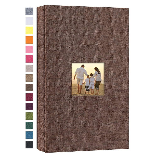 potricher Small Photo Album 4x6 300 Photos Linen Cover Picture Photo Book for Family Wedding Anniversary Baby Vacation (Brown,300 Pockets)