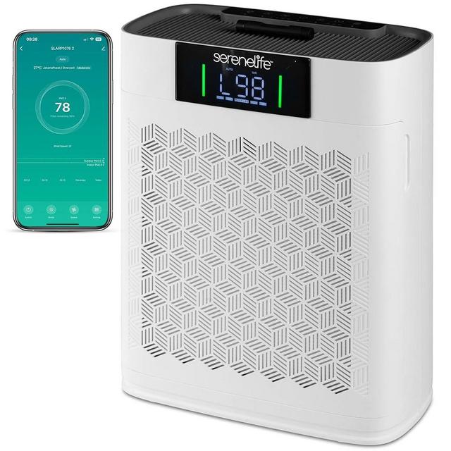 SereneLife HEPA Air Purifier for Home – Smart WiFi & App Control, Ultra-Quiet Air Purifier for Bedrooms & Large Rooms, Removes Dust, Pet Hair & Odors, Ideal for Pets & Allergies (1,076 Sq Ft, White)