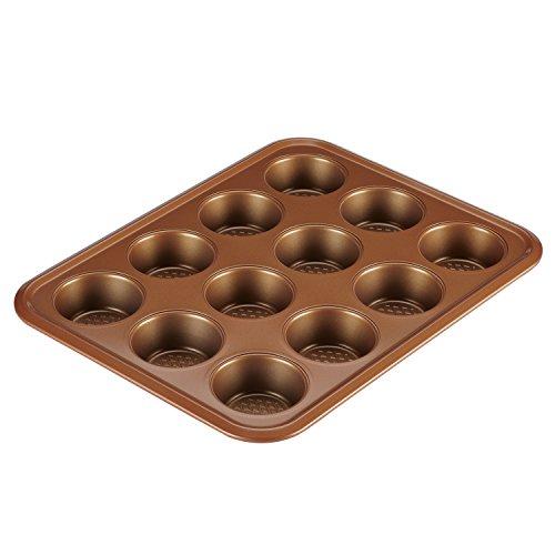 Ayesha Curry 47002 Nonstick Bakeware Nonstick 12-Cup Muffin Tin / Nonstick 12-Cup Cupcake Tin - 12 Cup, Brown