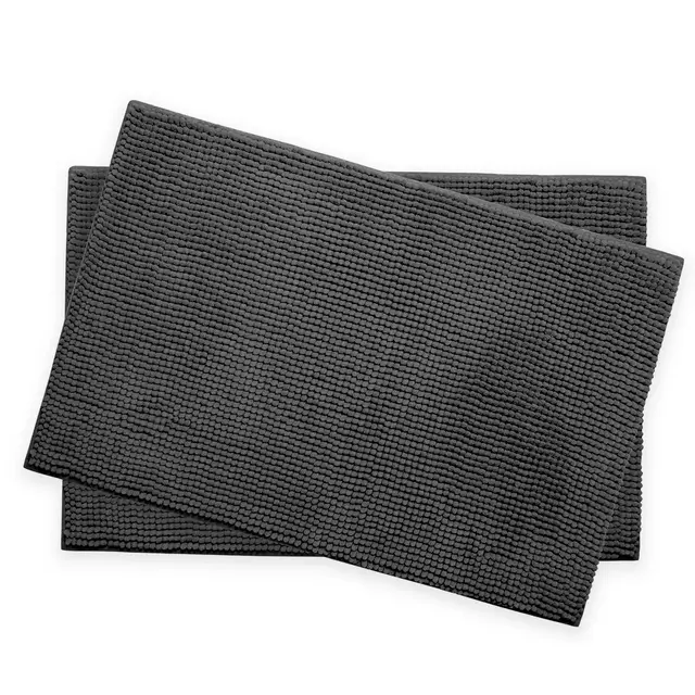 Bounce Comfort Memory Foam 17-Inch x 24-Inch Chenille Bath Mats in Dark Grey (Set of 2)