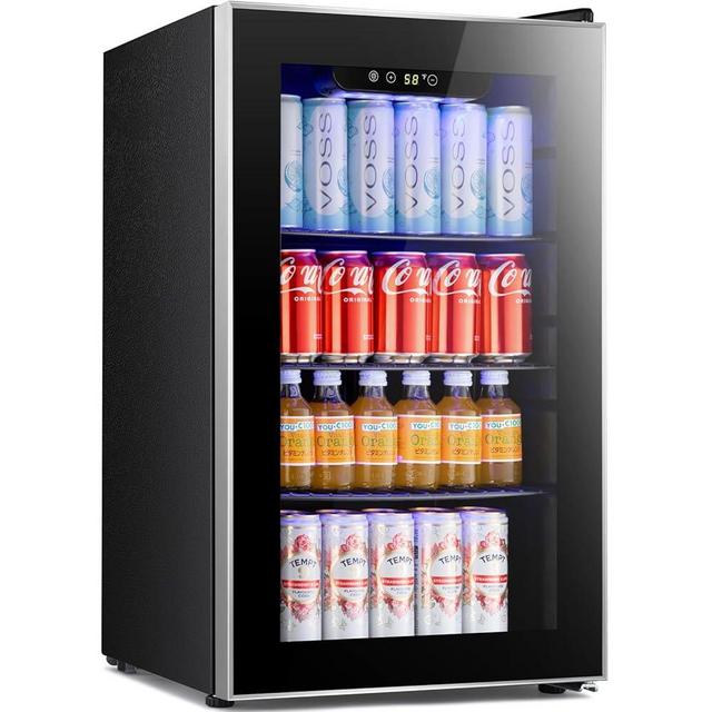 Antarctic Star Beverage Refrigerator Cooler ETL Approved - 95 Can Mini Fridge Glass Door for Soda Beer Wine, 32-61℉, Quiet Compressor, Removable Shelves for Home, Office or Bar, 2.3 cu.ft