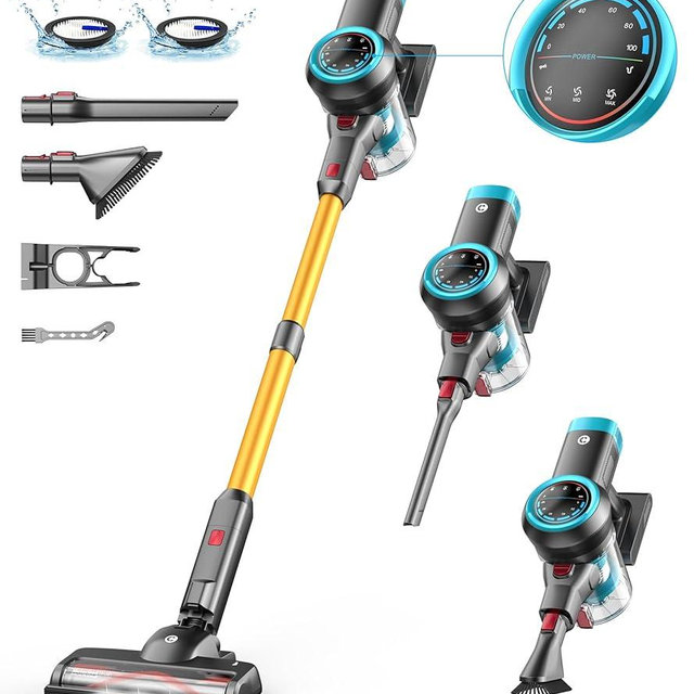 Cordless Vacuum Cleaner, 500W/40Kpa Vacuum Cleaners for Home with Self-Standing, Vacuum with LED Display, Anti-tangled Stick Vacuum, Lightweight Vacuum Cleaner for Carpet/Hardwood Floor/Pet Hair