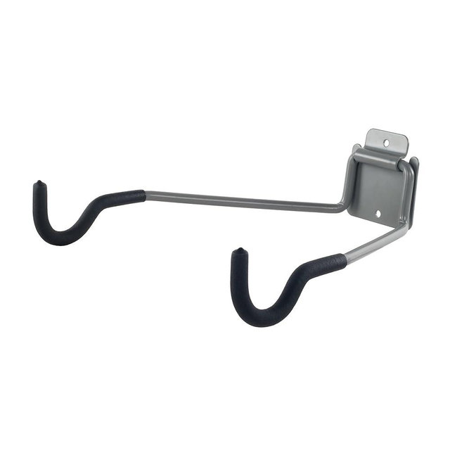 Stalwart Bike Wall Mount - EVA Foam Padded Bicycle Hooks with 50lb Capacity - Flip-Up Garage Bicycle Rack for Mountain, Road, and Kids Bikes by Rad Sportz, Silver, Black