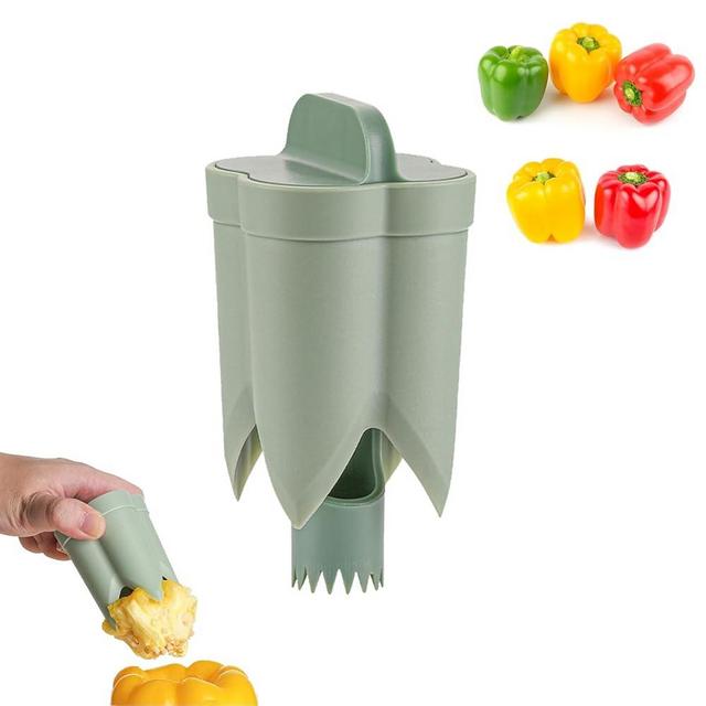 Pepper Seed Corer Remover - 2025 Upgraded 2-in-1 Bell Pepper Cutter & Deseeder: Effortlessly Streamline Your Kitchen Prep for Faster, More Efficient, & Hassle-Free Meal Prep (1, Green)