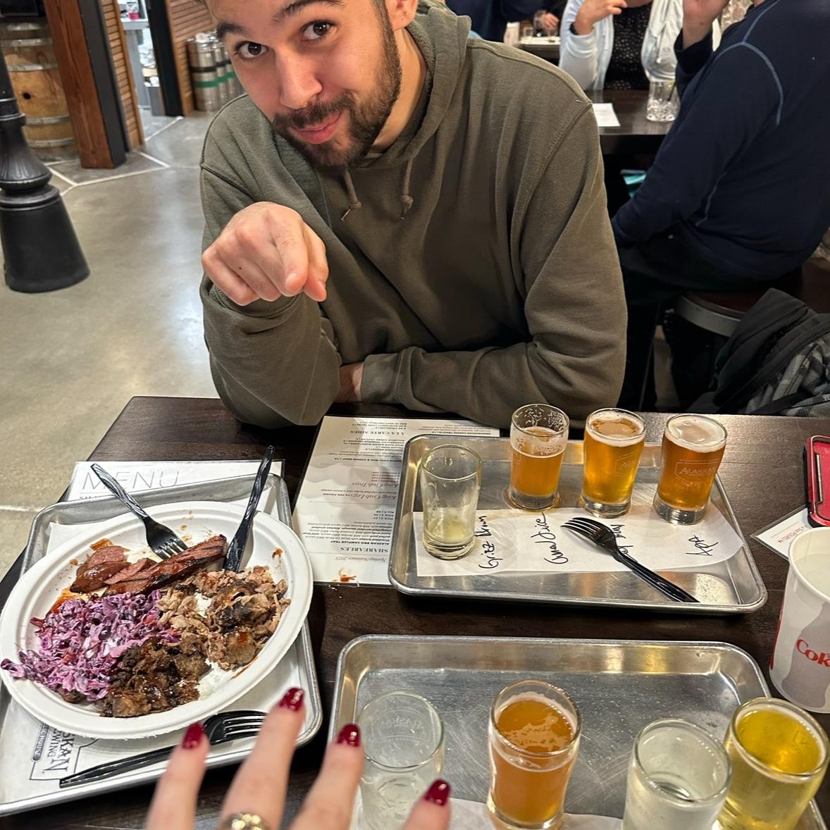 Beer and Barbecue moments after we were engaged