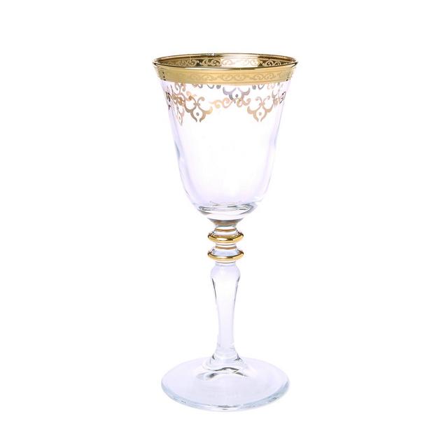Classic Touch Set of 6 Wine Glasses with Design